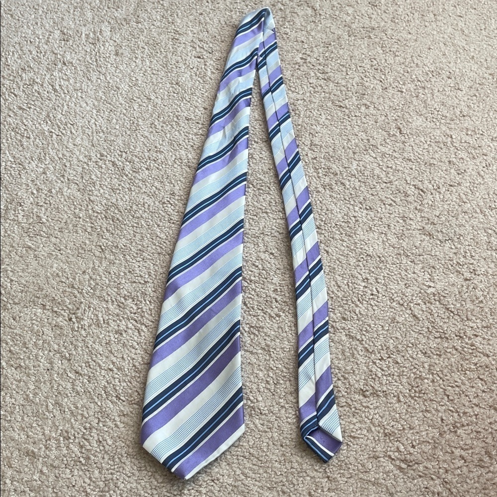 Elegant Striped Men's Tie in Purple and Blue